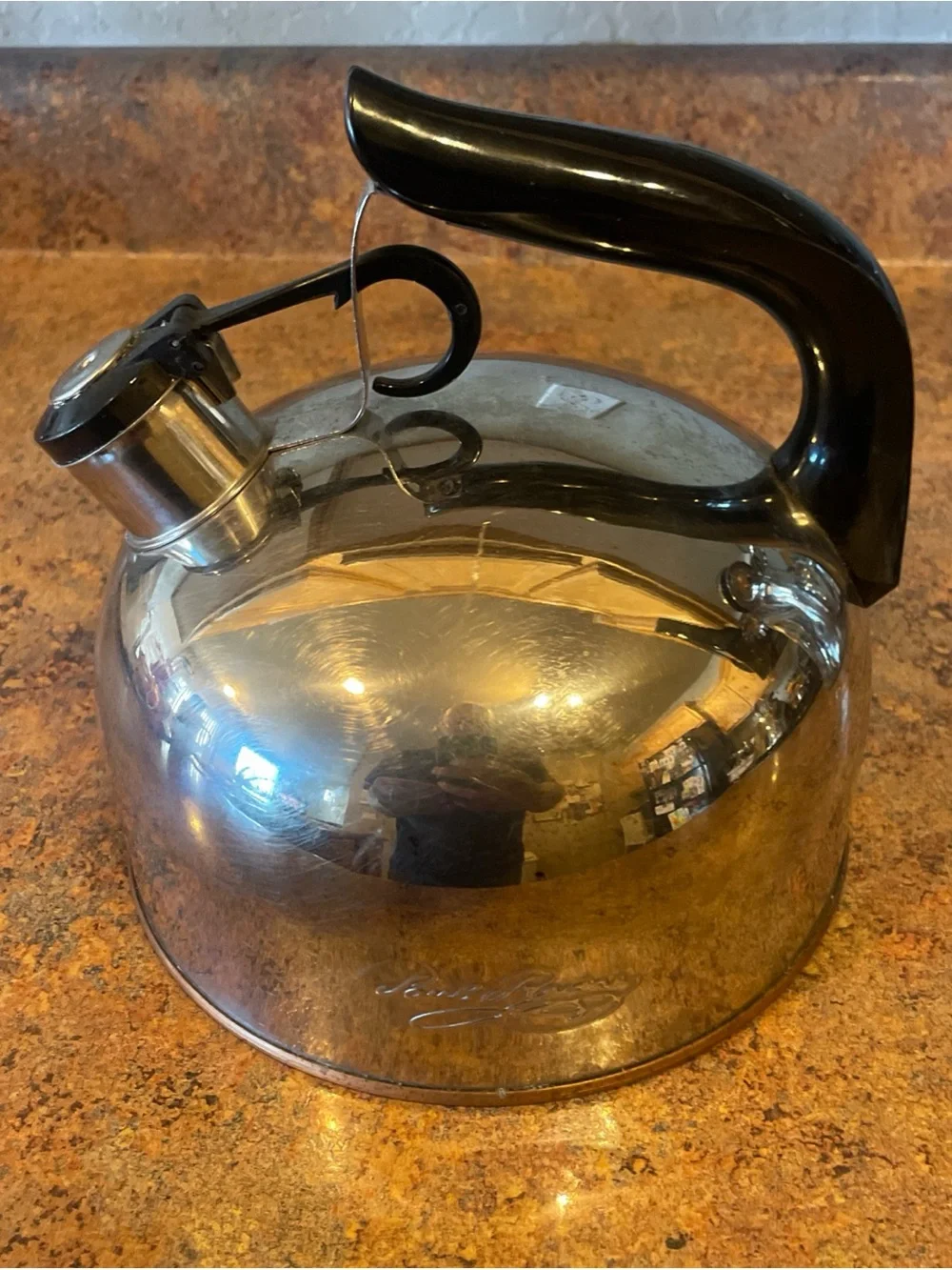 Vtg Paul Revere Ware 1.5 Qt Whistling Teapot Kettle Copper Bottom Stainless